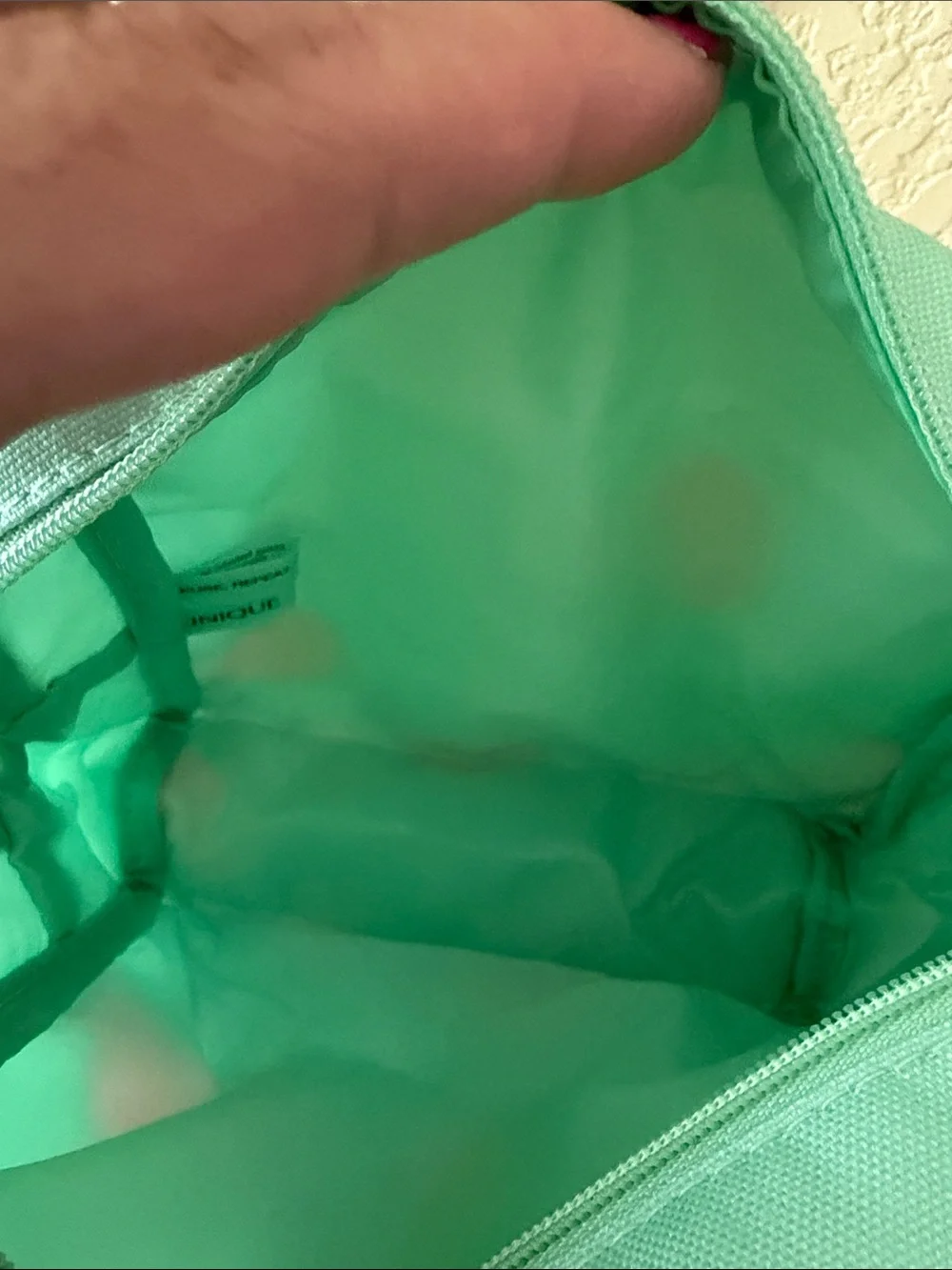 Clinique X Drawbrrtson Mint Green Strawberry Print Wristlet Cosmetic Pouch